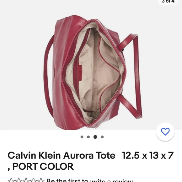 Calvin Klein Aurora Tote  ‎ 12.5 x 13 x 7 , PORT COLOR - Picture 3 of 4